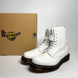 Dr. Martens 1460 Pascal Virginia Leather Lace Up Boots in Optical White